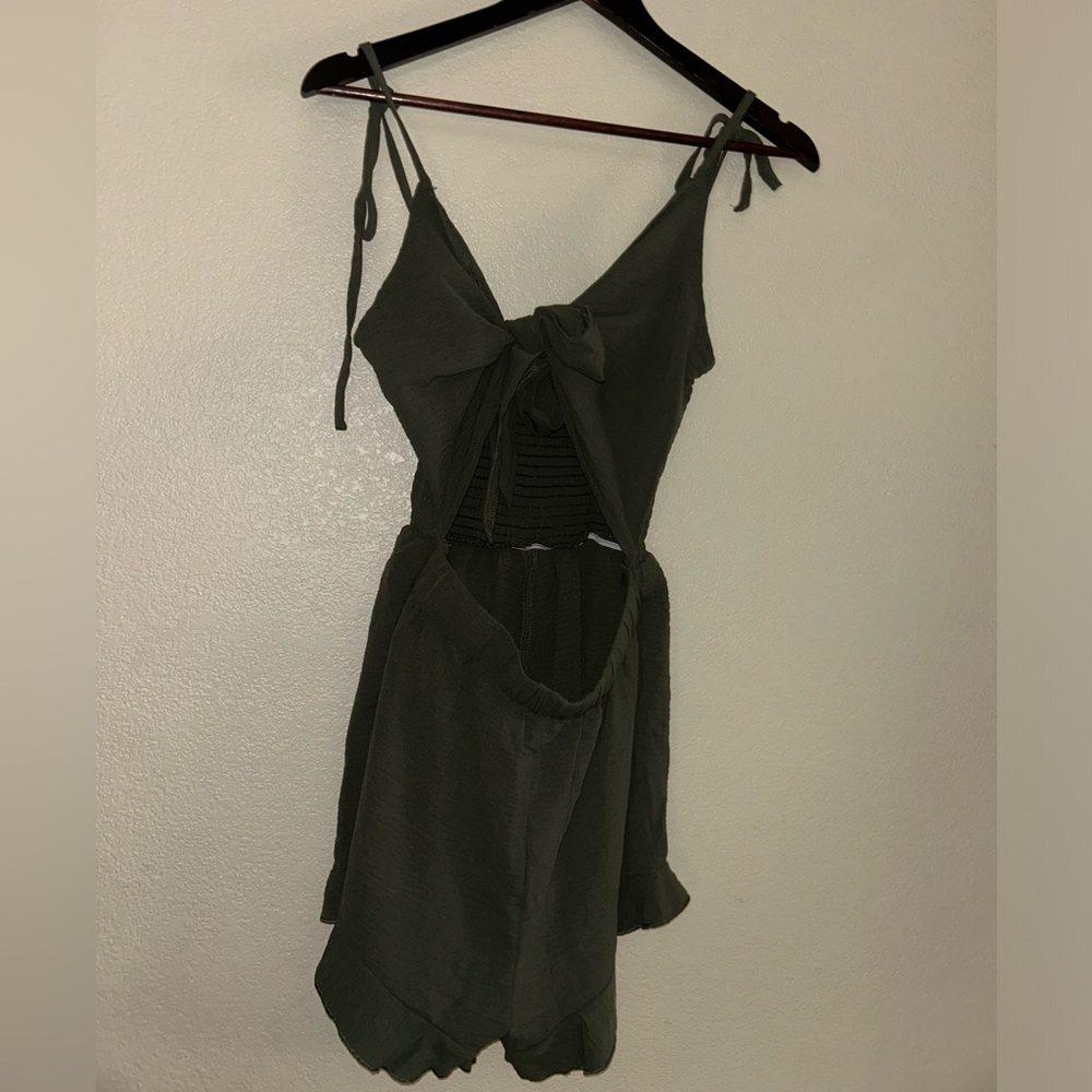 Green cross tied front romper